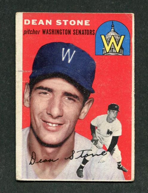 1954 Topps #114 Dean Stone Washington Senators Rookie Baseball Card