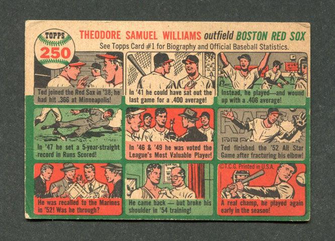 1954 Topps #250 Ted Williams Boston Red Sox Baseball Card (VG-EX) - Image 2