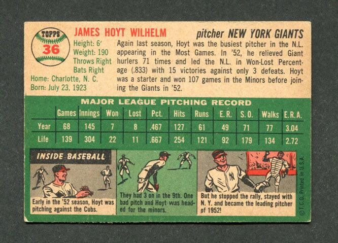 1954 Topps #36 Hoyt Wilhelm New York Giants Baseball Card (EX+) - Image 2