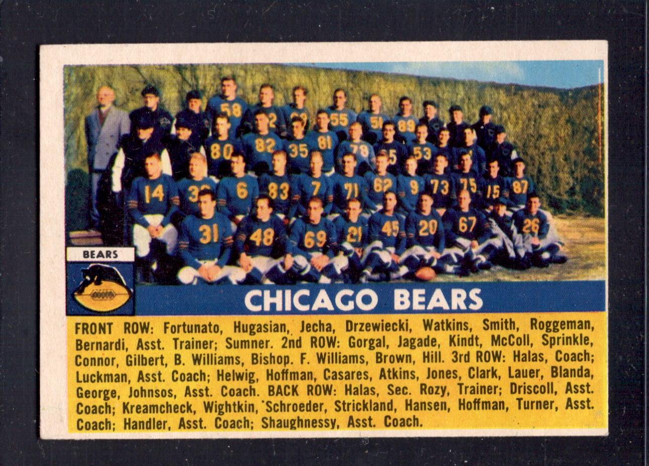 1956 Topps #119 Bears Team Photo Football Card