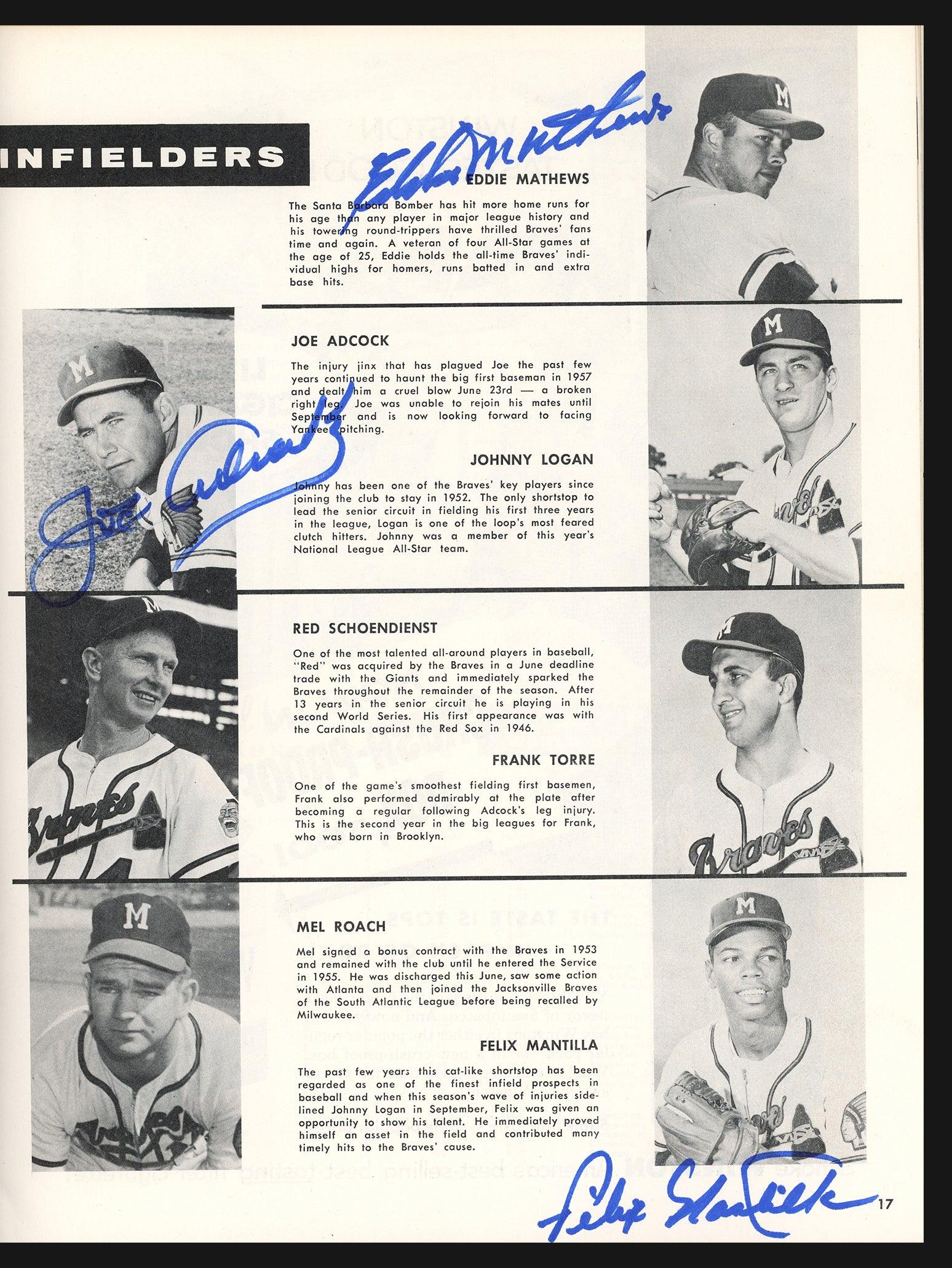 1957 Milwaukee Braves Autographed World Series Program With 5 Total Signatures Including Hank Aaron & Warren Spahn Beckett BAS #AA00297 - Image 2