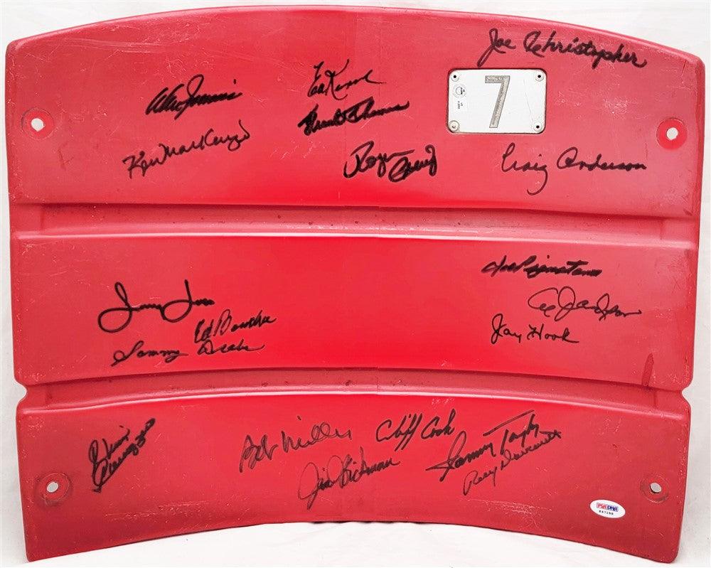 1962 New York Mets Team Autographed Red Seat Backing With 19 Signatures Including Don Zimmer & Roger Craig PSA/DNA #K47188