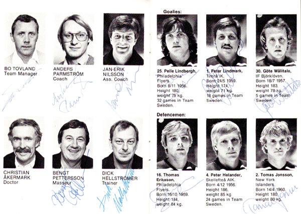 1981 Team Sweden Autographed 4x6 Program With 23 Total Signatures Including Pelle Lindbergh PSA/DNA #Z05646 - Image 2