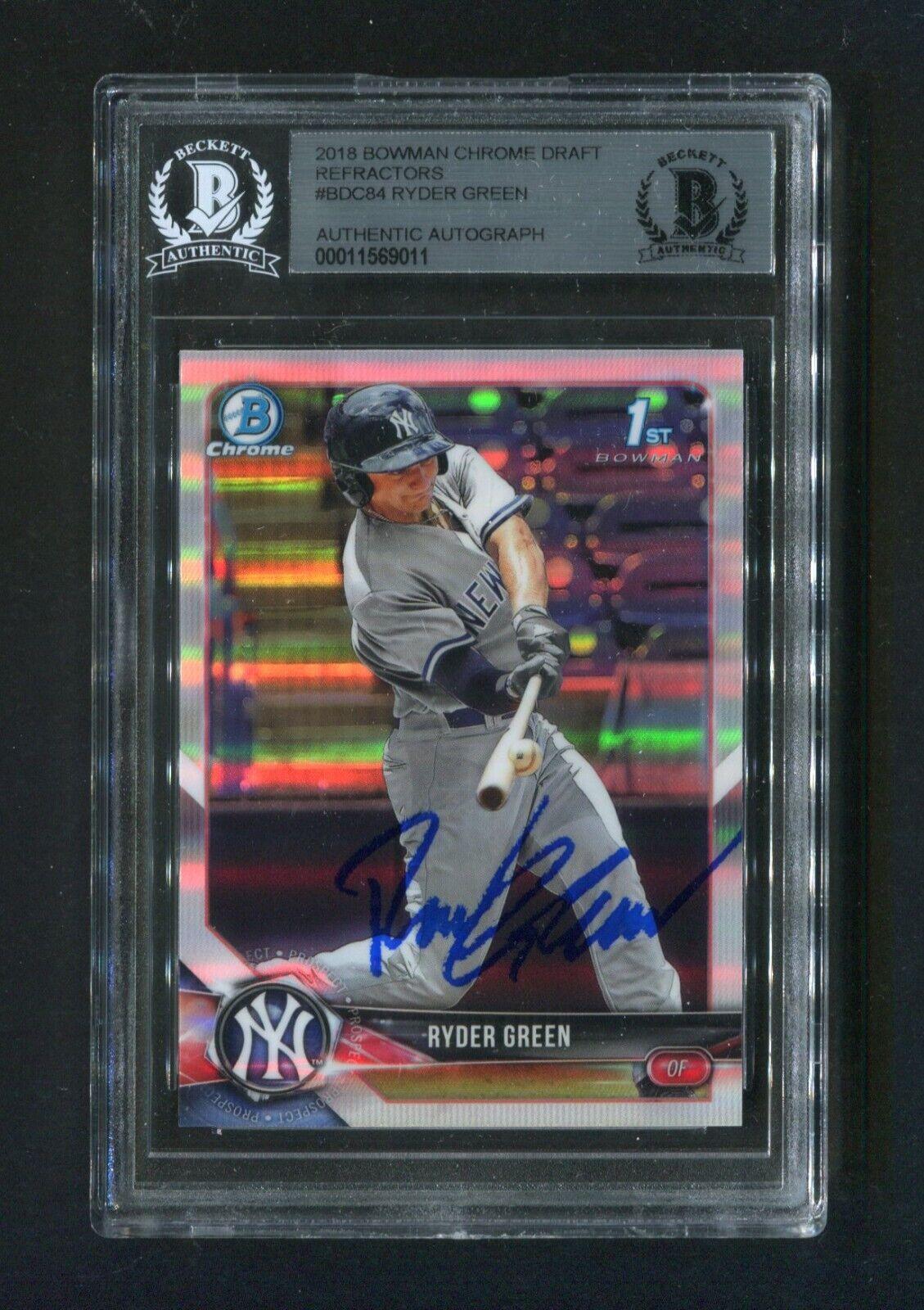 2018 Bowman Chrome Draft Refractors Ryder Green #BDC84 BGS Signed Rookie Baseball Card
