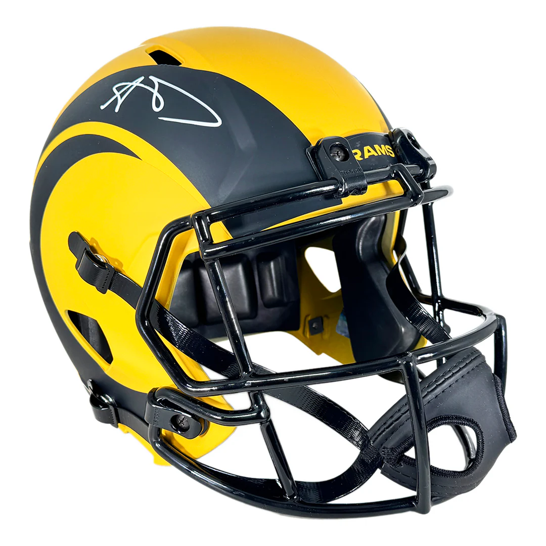 Aaron Donald Signed Los Angeles Rams Rave Full-Size Replica Football Helmet (Beckett) - Image 2