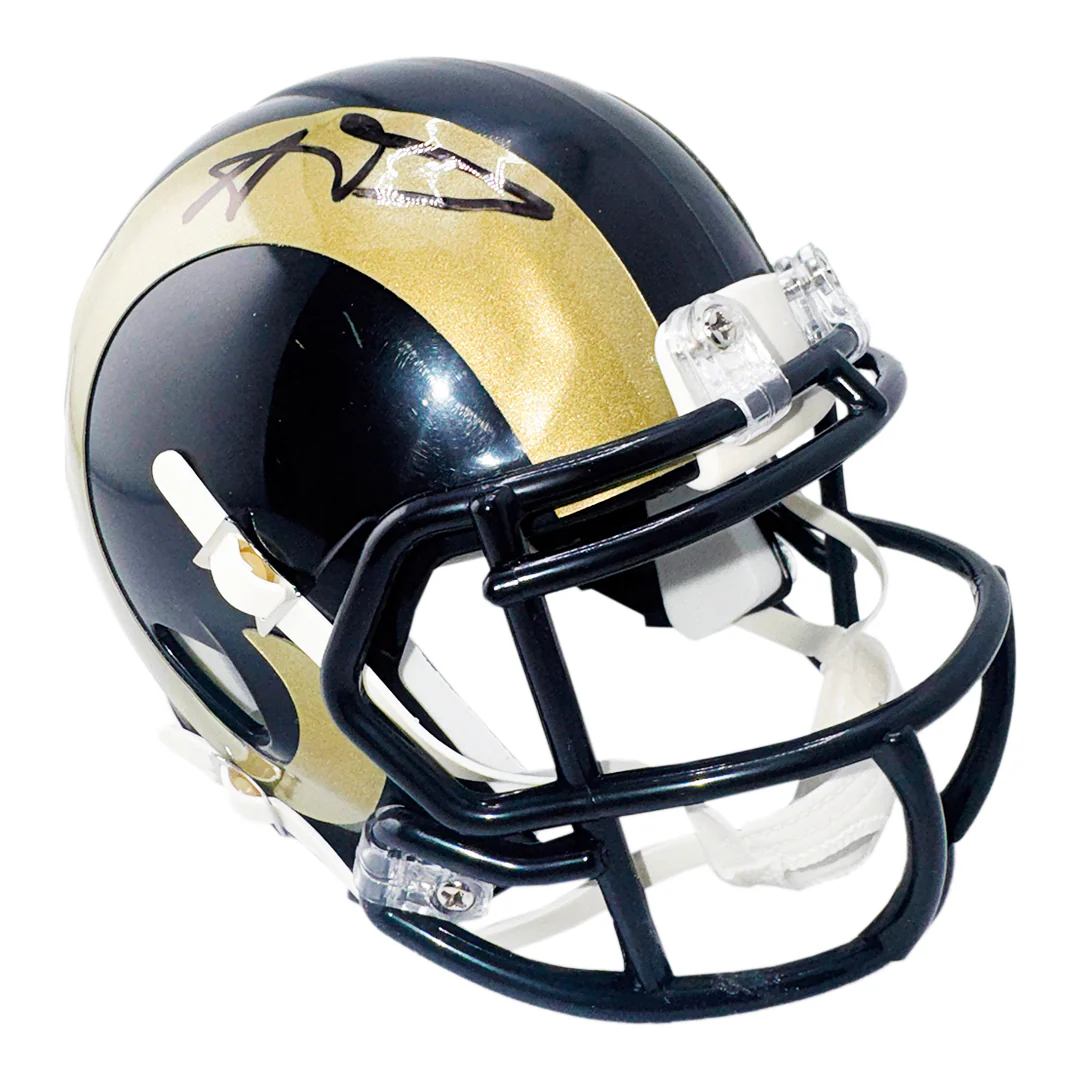 Aaron Donald Signed Los Angeles Rams Throwback 00-16 Speed Mini Football Helmet (Beckett) - Image 3
