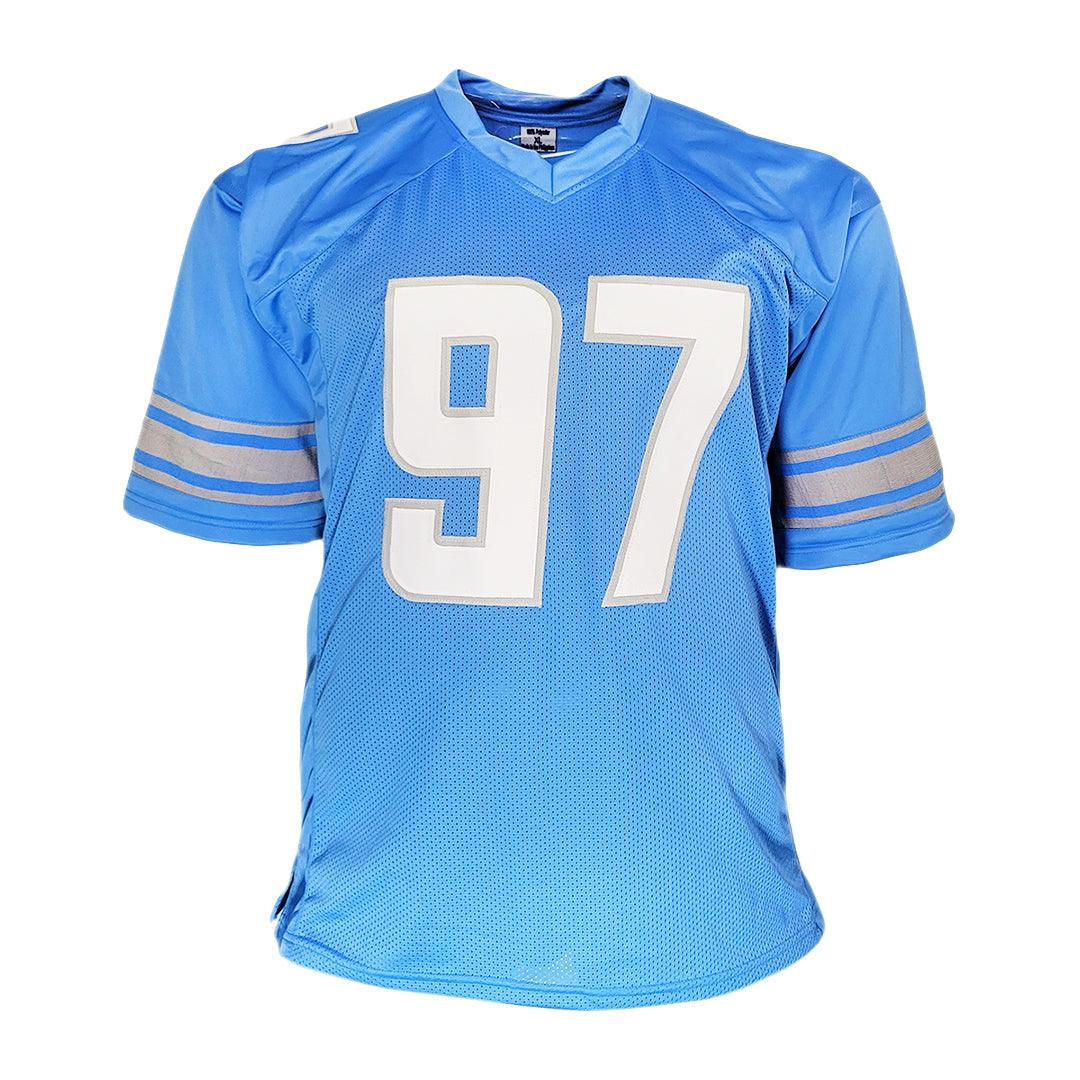Aidan Hutchinson Signed Detroit Blue Football Jersey (Beckett) - Image 3