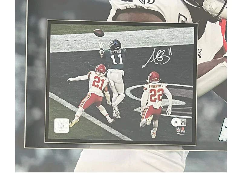 AJ Brown Signed Philadelphia 3D Light Up Framed Football 33x23 Photo (Beckett) - Image 2
