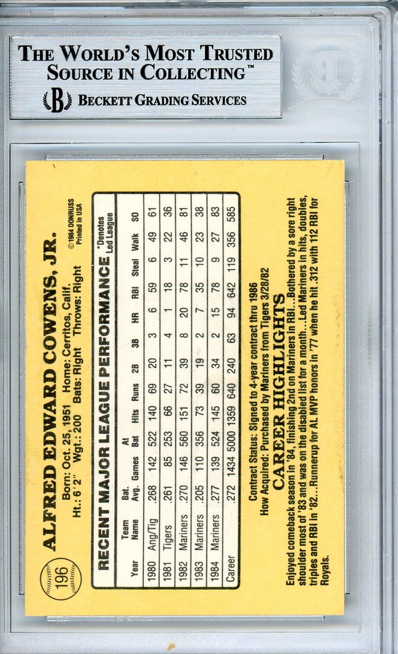 Al Cowens Autographed 1985 Donruss Card #196 Seattle Mariners Beckett BAS #10540453 - Image 2