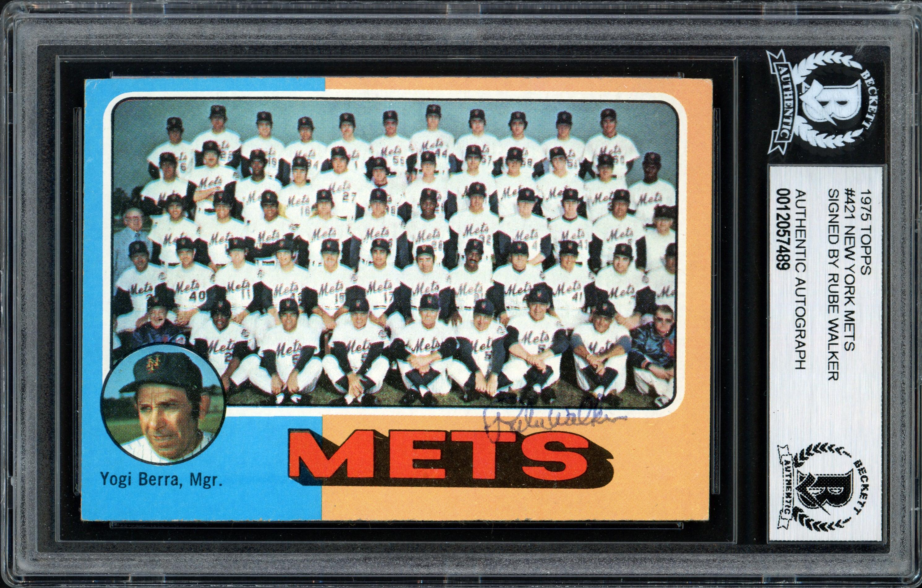 Al "Rube" Walker Autographed 1975 Topps Card #421 New York Mets Beckett BAS #12057489