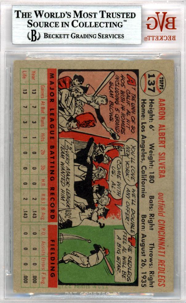 Al Silvera Autographed 1956 Topps Card #137 Cincinnati Reds Beckett BAS #9770769 - Image 2