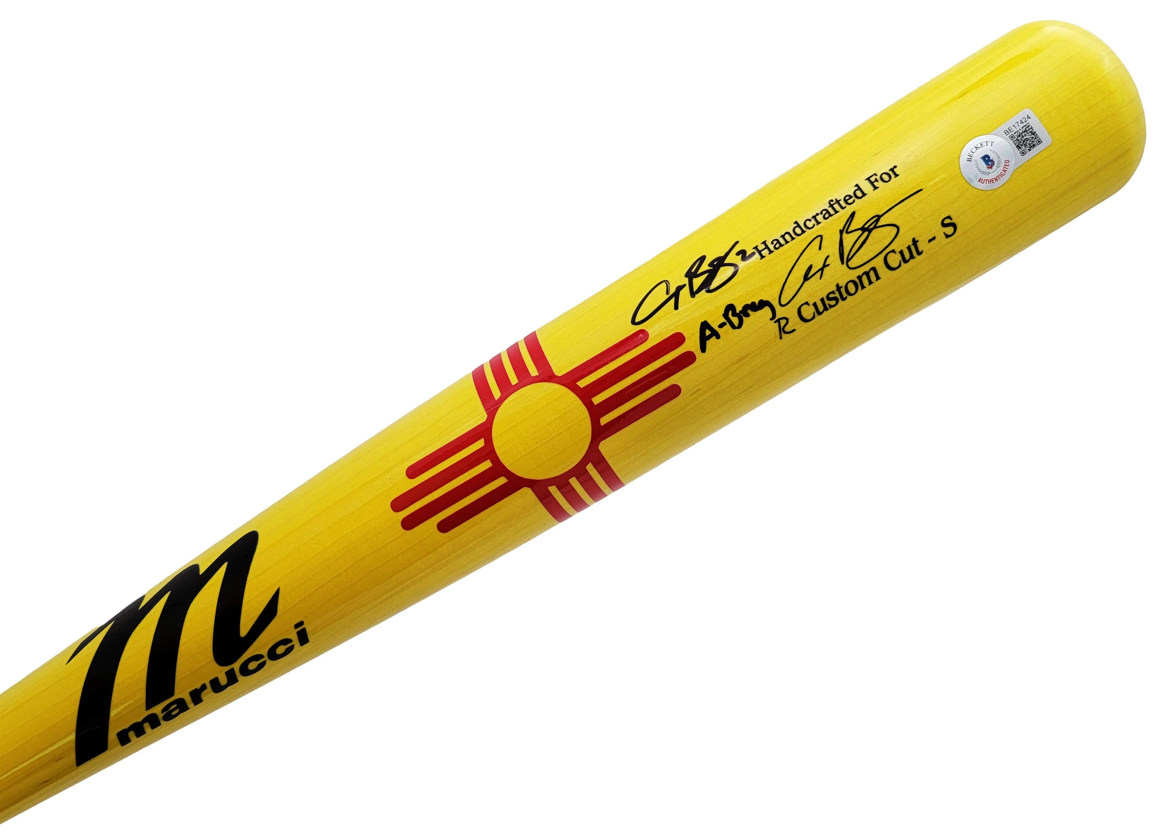 Alex Bregman Autographed Yellow Marucci Game Model Bat Houston Astros "A-Breg" Beckett BAS Stock #206493 - Image 2