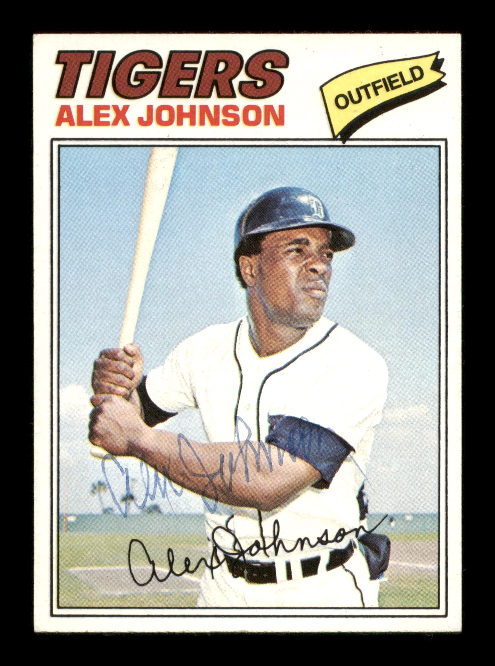Alex Johnson Autographed 1977 Topps Card #637 Detroit Tigers SKU #205238