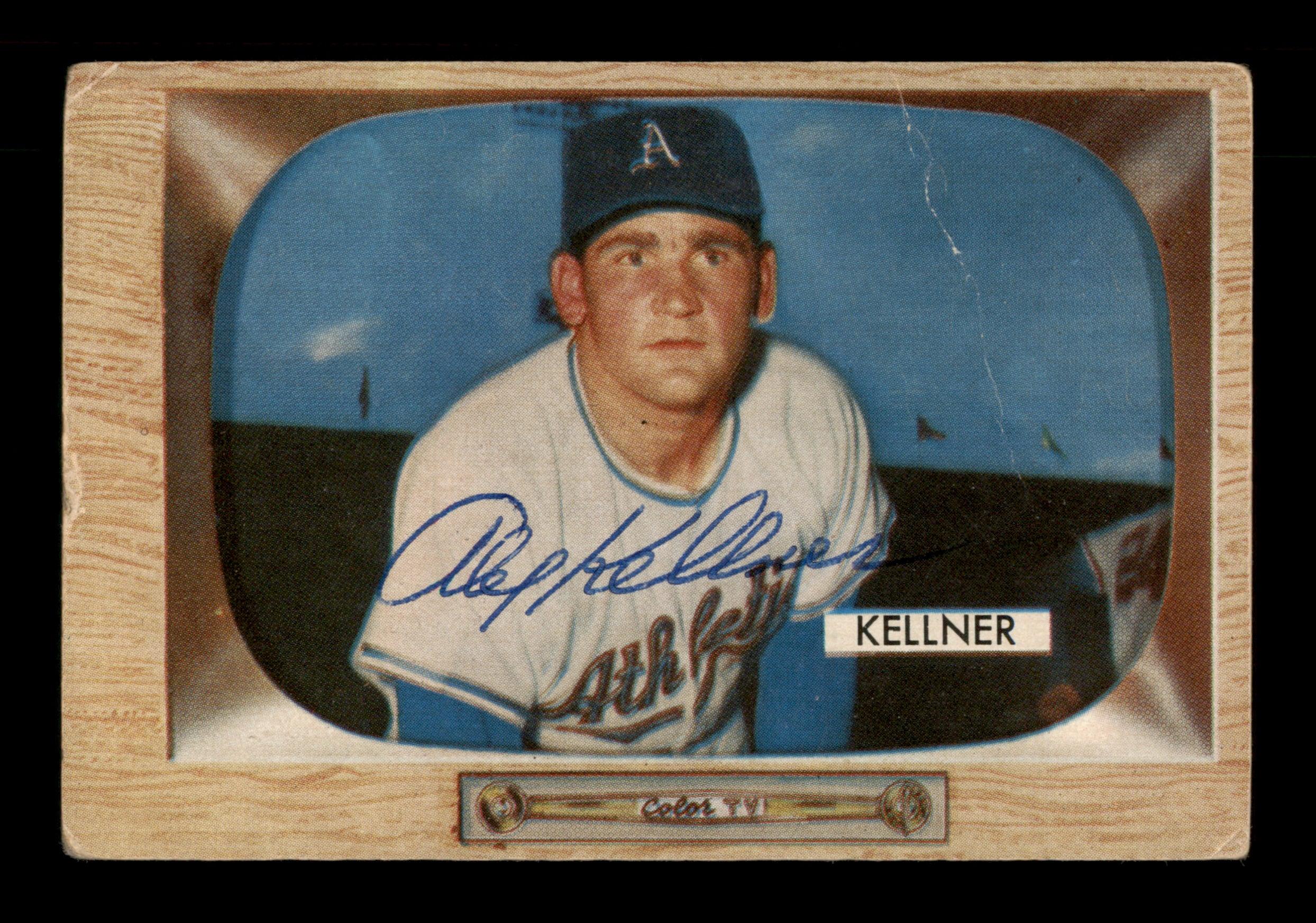 Alex Kellner Autographed 1955 Bowman Card #53 Kansas City A's SKU #187845