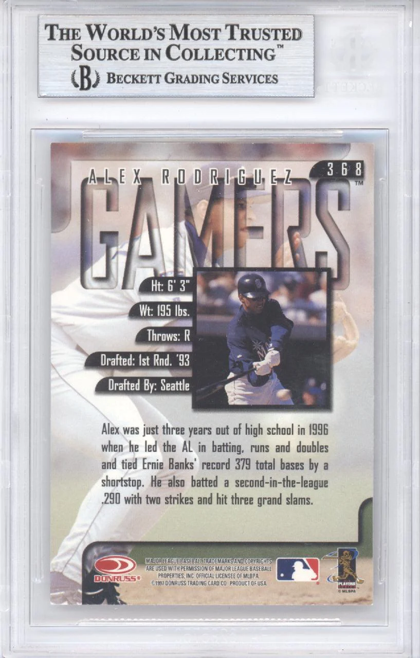Alex Rodriguez Autographed 1997 Leaf Card #368 Seattle Mariners Beckett BAS #9628814 - Image 2