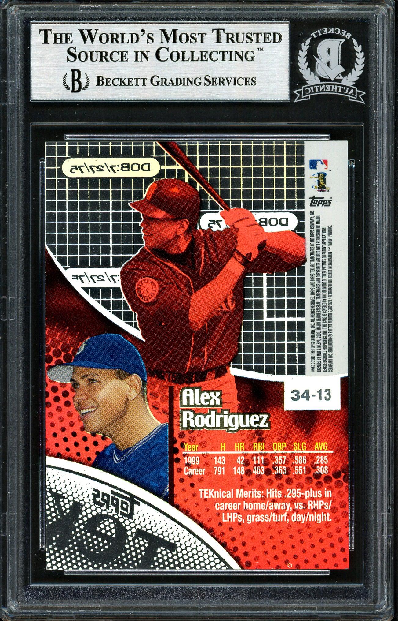 Alex Rodriguez Autographed 2000 Topps Tek Card #34-13 Seattle Mariners Beckett BAS #12410358 - Image 2