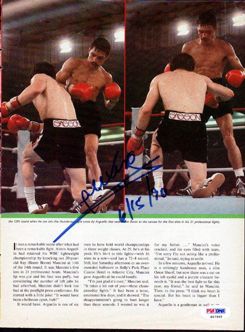 Alexis Arguello Autographed Magazine Page Photo PSA/DNA #S47445