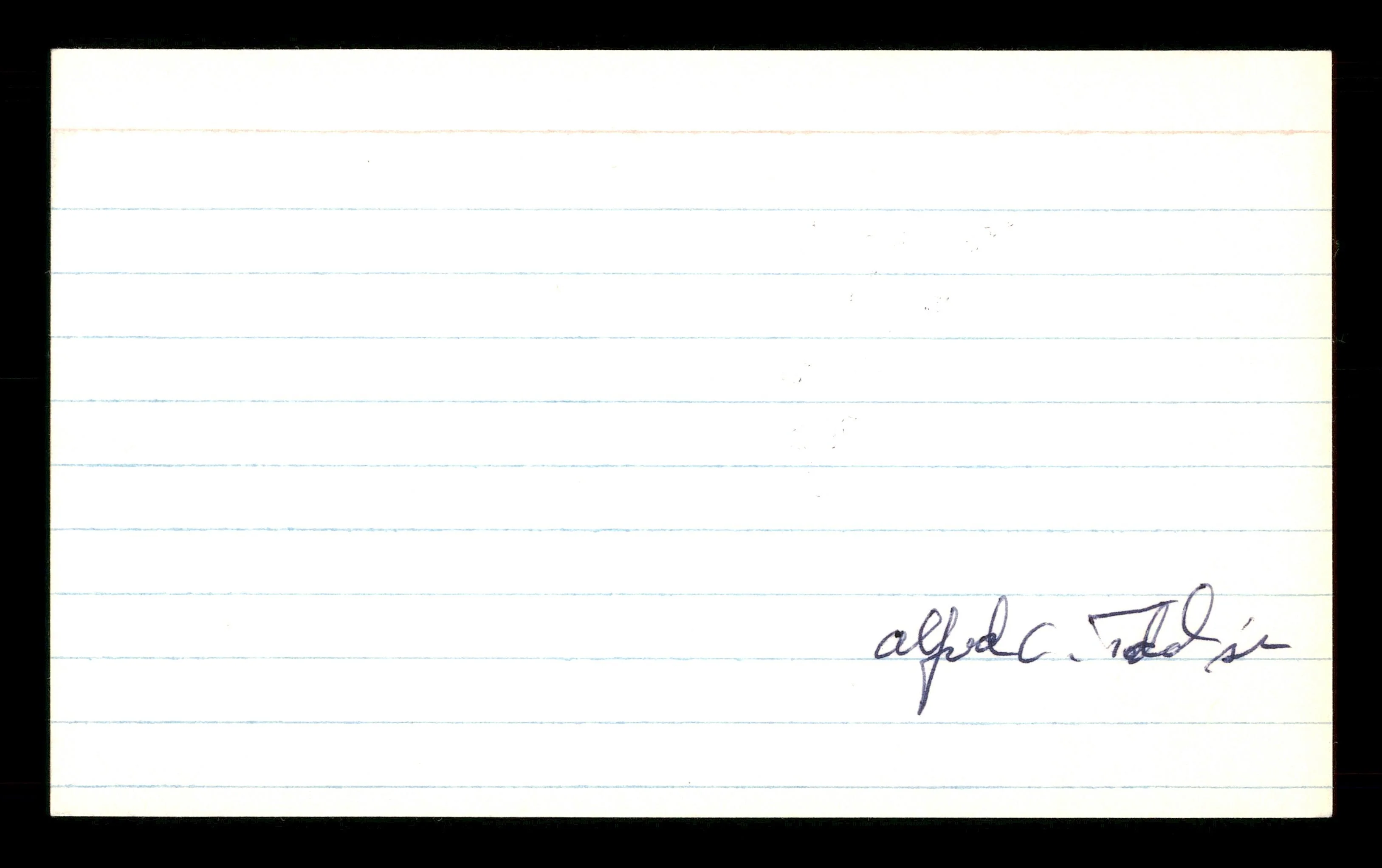 Alfred Al Todd Autographed 3x5 Index Card Chicago Cubs, Brooklyn Dodgers SKU #174265