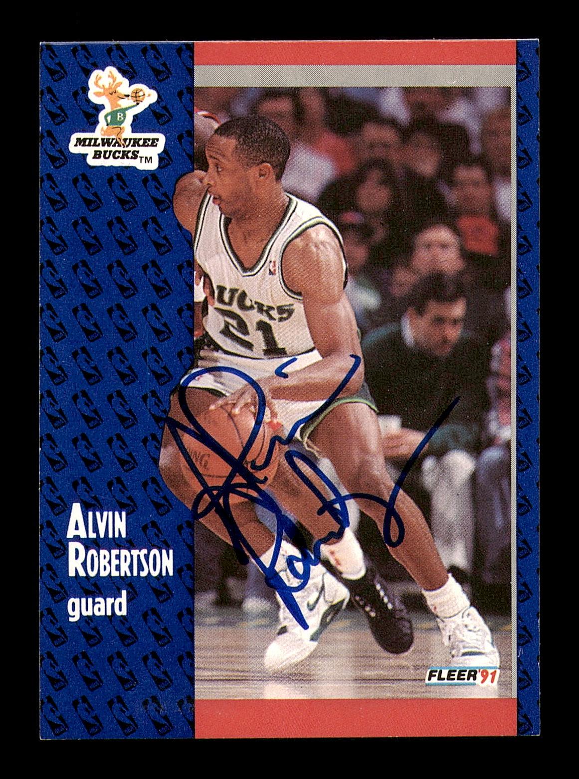 Alvin Robertson Autographed 1991-92 Fleer Card #118 Milwaukee Bucks SKU #183276