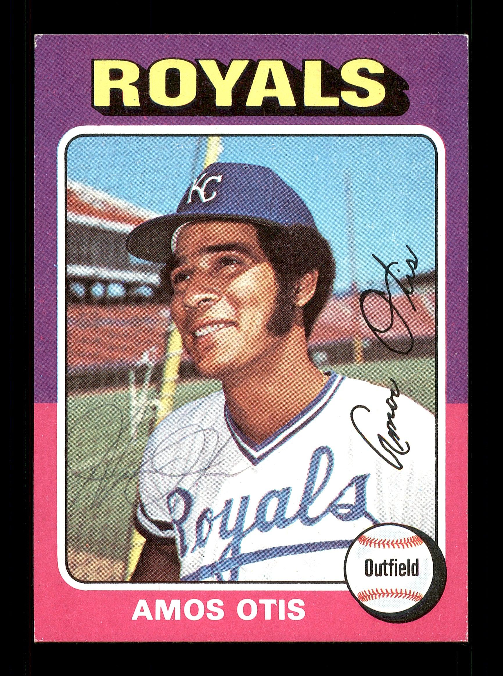 Amos Otis Autographed 1975 Topps Card #520 Kansas City Royals SKU #168489