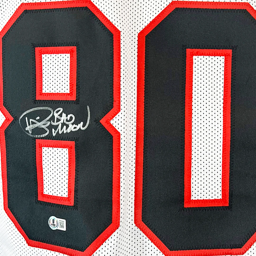 Andre Rison Signed Bad Moon Inscription Atlanta White Football Jersey (Beckett) - Image 2