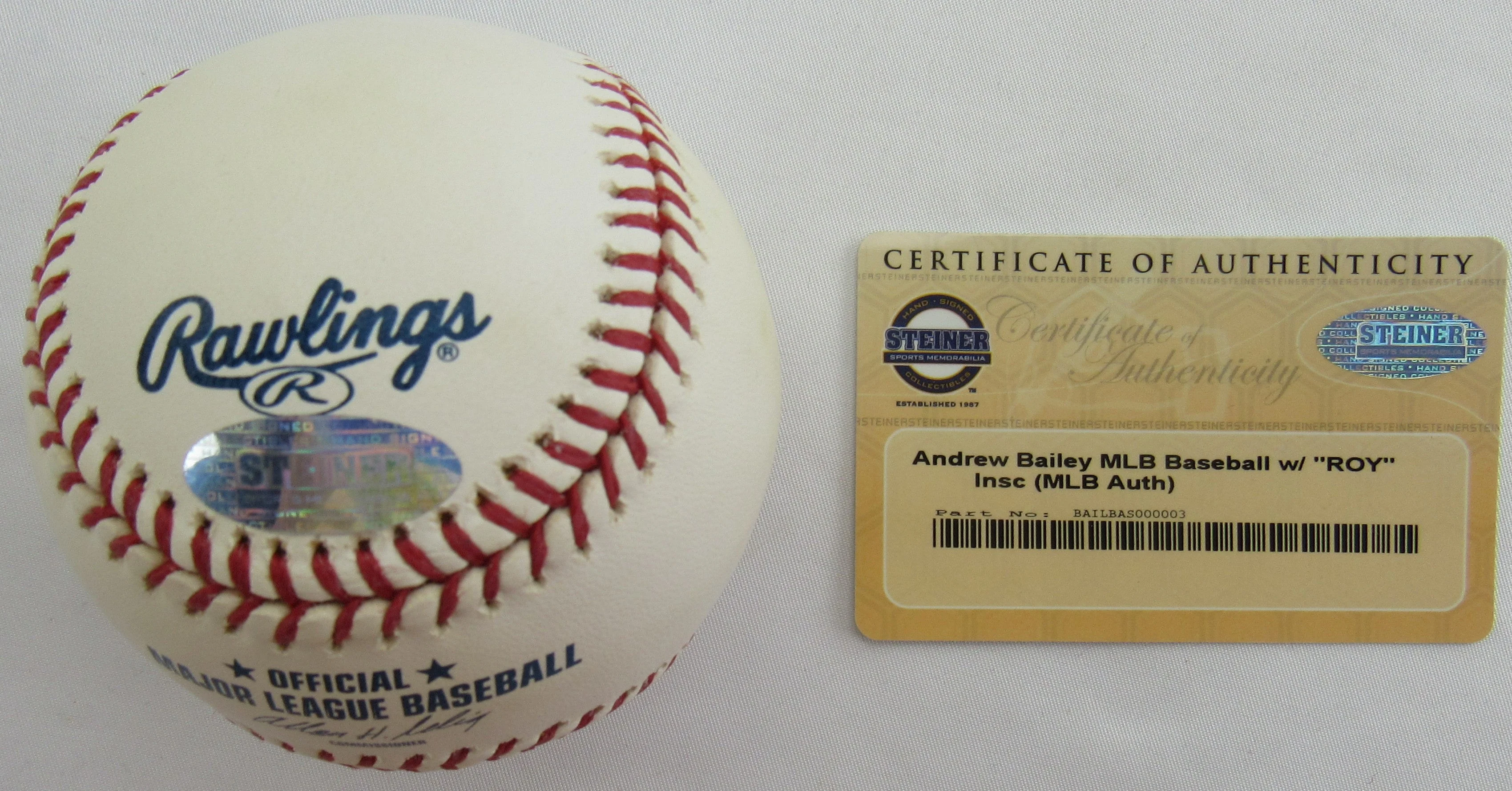Andrew Bailey Signed Auto Rawlings Baseball Steiner COA - Image 3