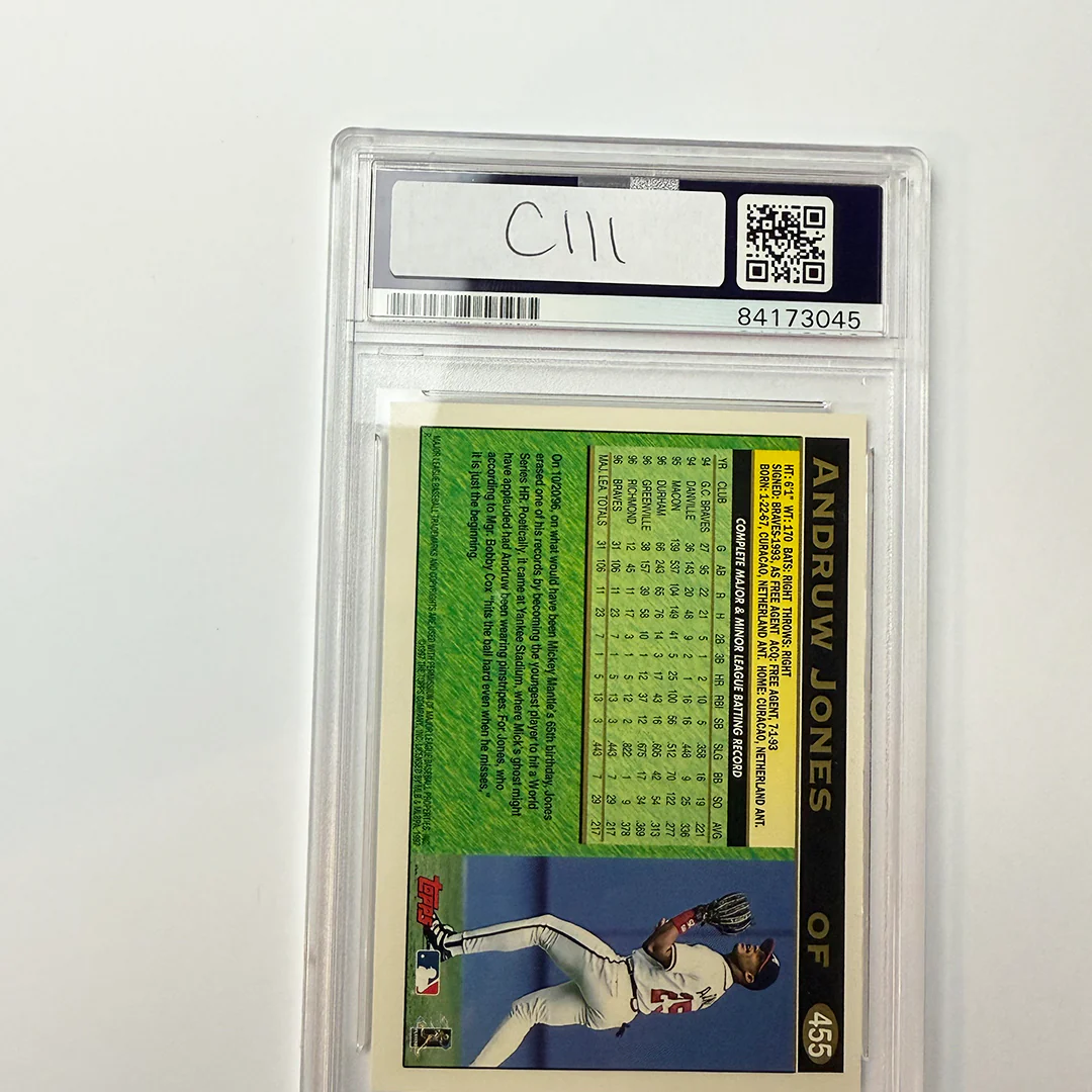 Andruw Jones Signed 1997 Topps #455 PSA Auto Authentic - Image 2