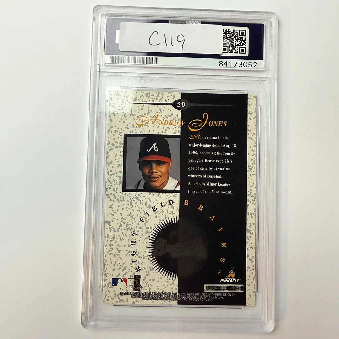 Andruw Jones Signed 1998 Pinnacle Mint #29 PSA Auto Authentic - Image 2