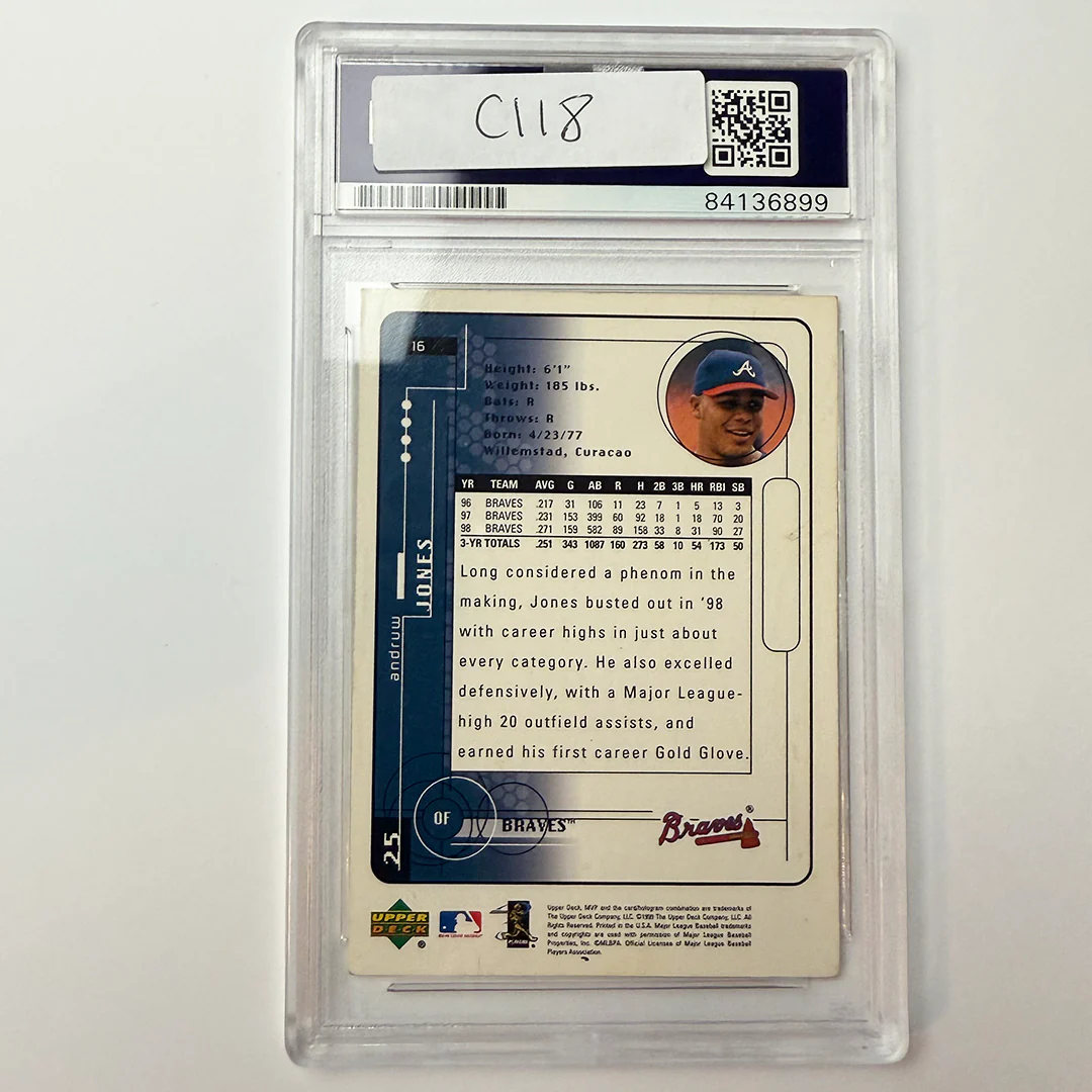 Andruw Jones Signed 1999 UpperDeck #25 PSA Auto Authentic - Image 2