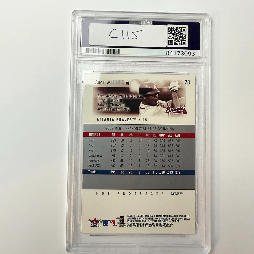 Andruw Jones Signed 2004 Fleer Draft Edition #28 PSA Auto Authentic - Image 2