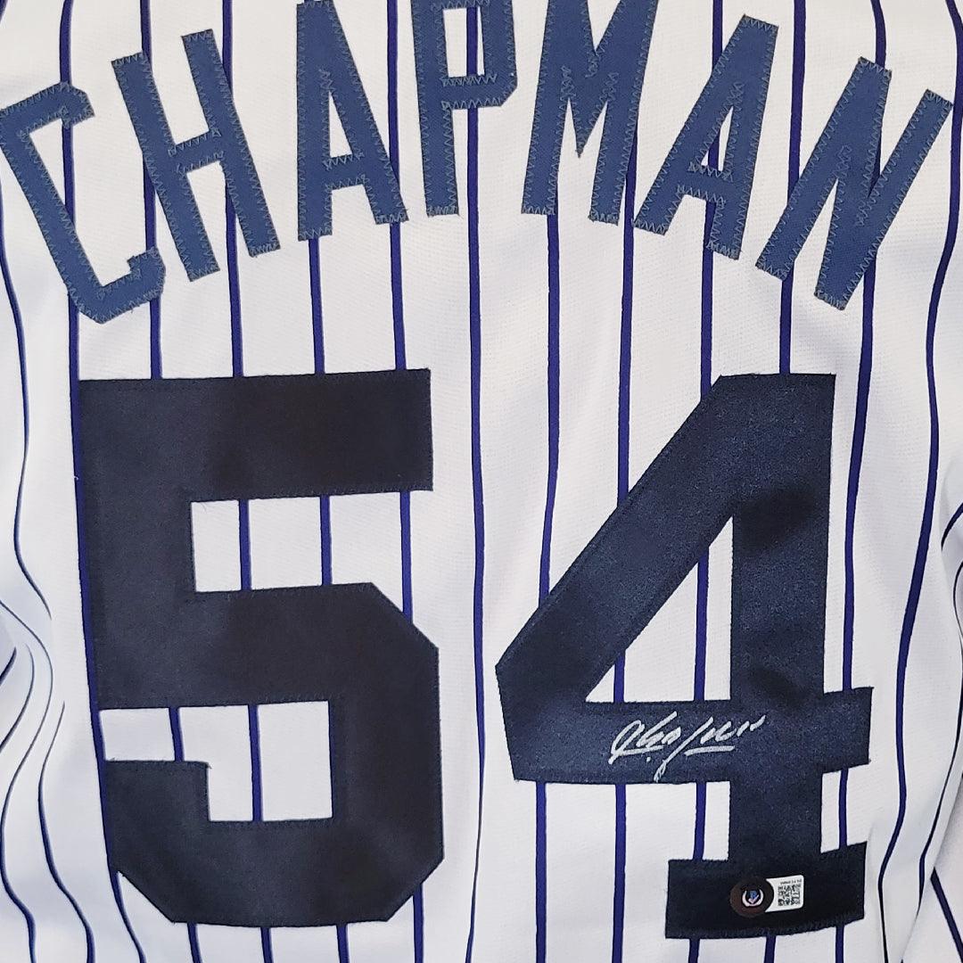 Aroldis Chapman Signed New York Pinstripe White Baseball Jersey (Beckett) - Image 2