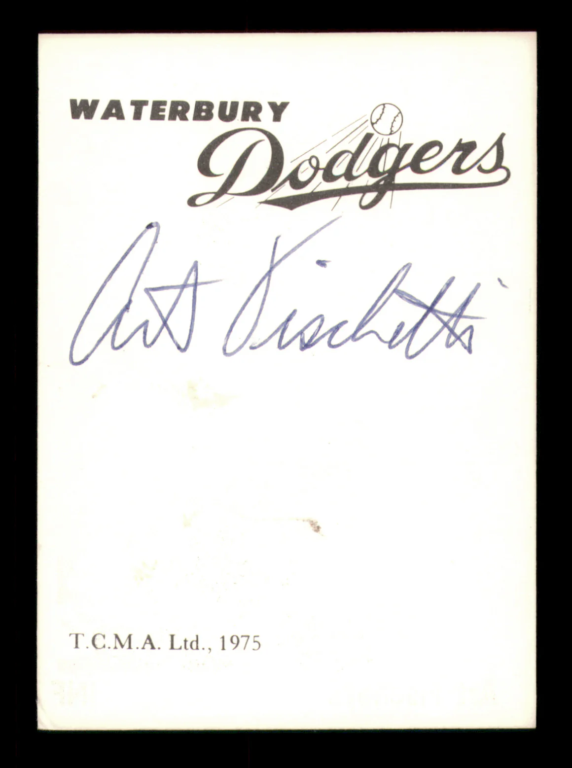 Art Fischetti Autographed 1975 TCMA Rookie Card Waterbury Dodgers