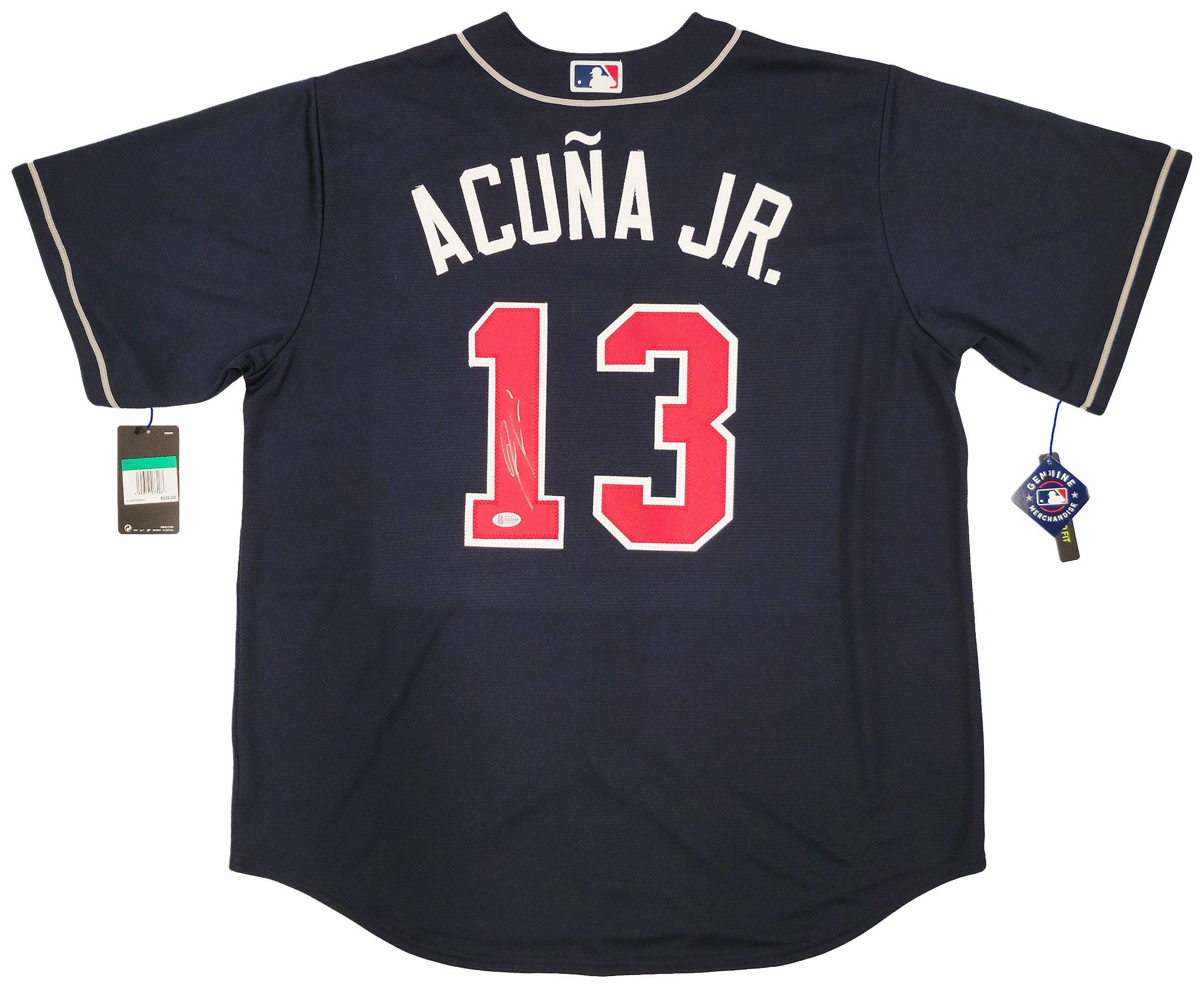 Atlanta Braves Ronald Acuna Jr. Autographed Blue Nike Jersey Size XL Beckett BAS Stock #205685 - Image 2