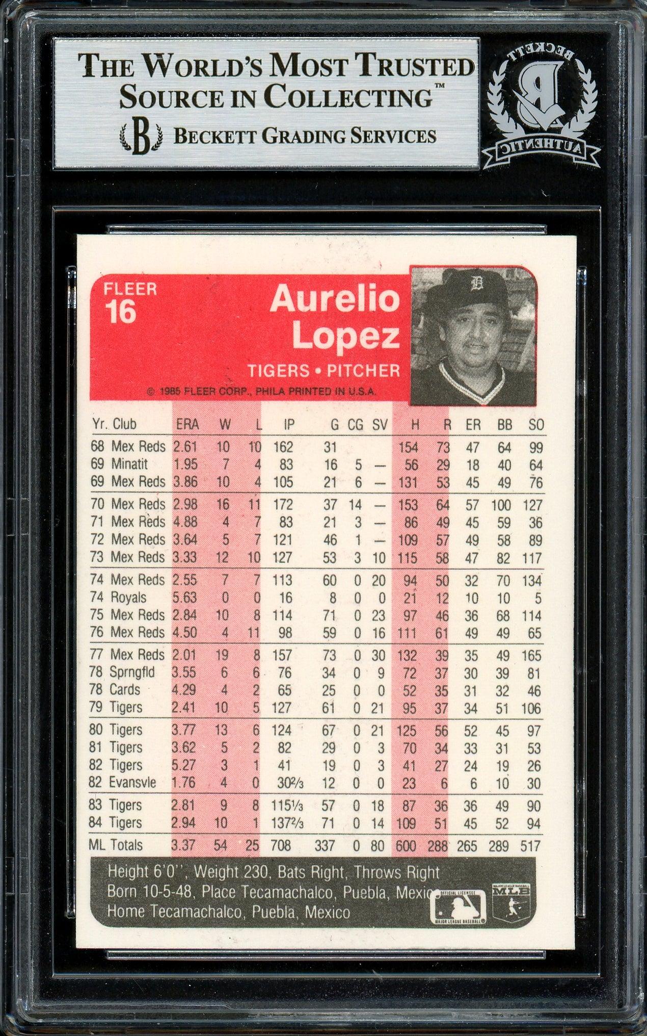 Aurelio Lopez Autographed 1985 Fleer Card #16 Detroit Tigers Beckett BAS #13019144 - Image 2