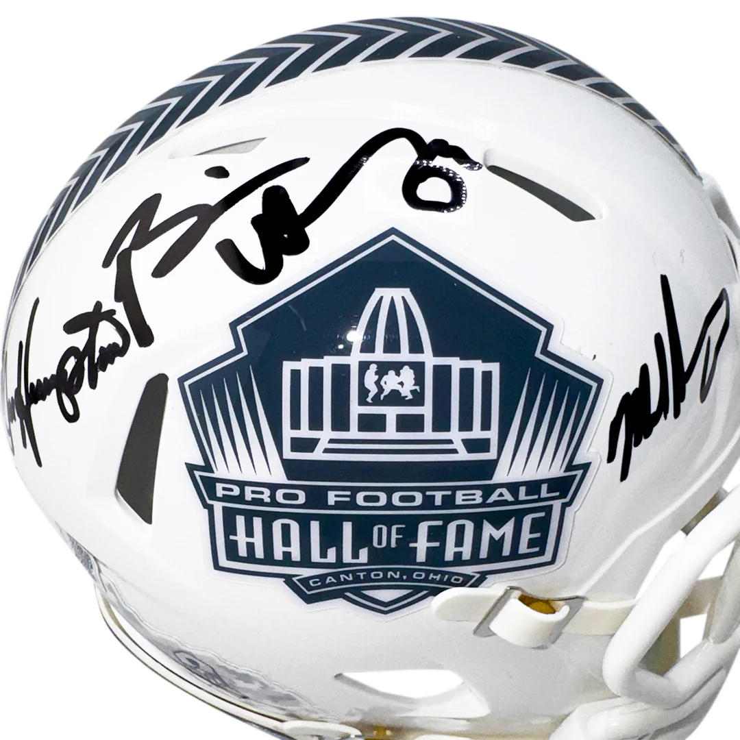 Urlacher, Singletary, Hampton Signed Hall of Fame Salute to Service 2024 Mini Football Helmet (Beckett) - Image 2