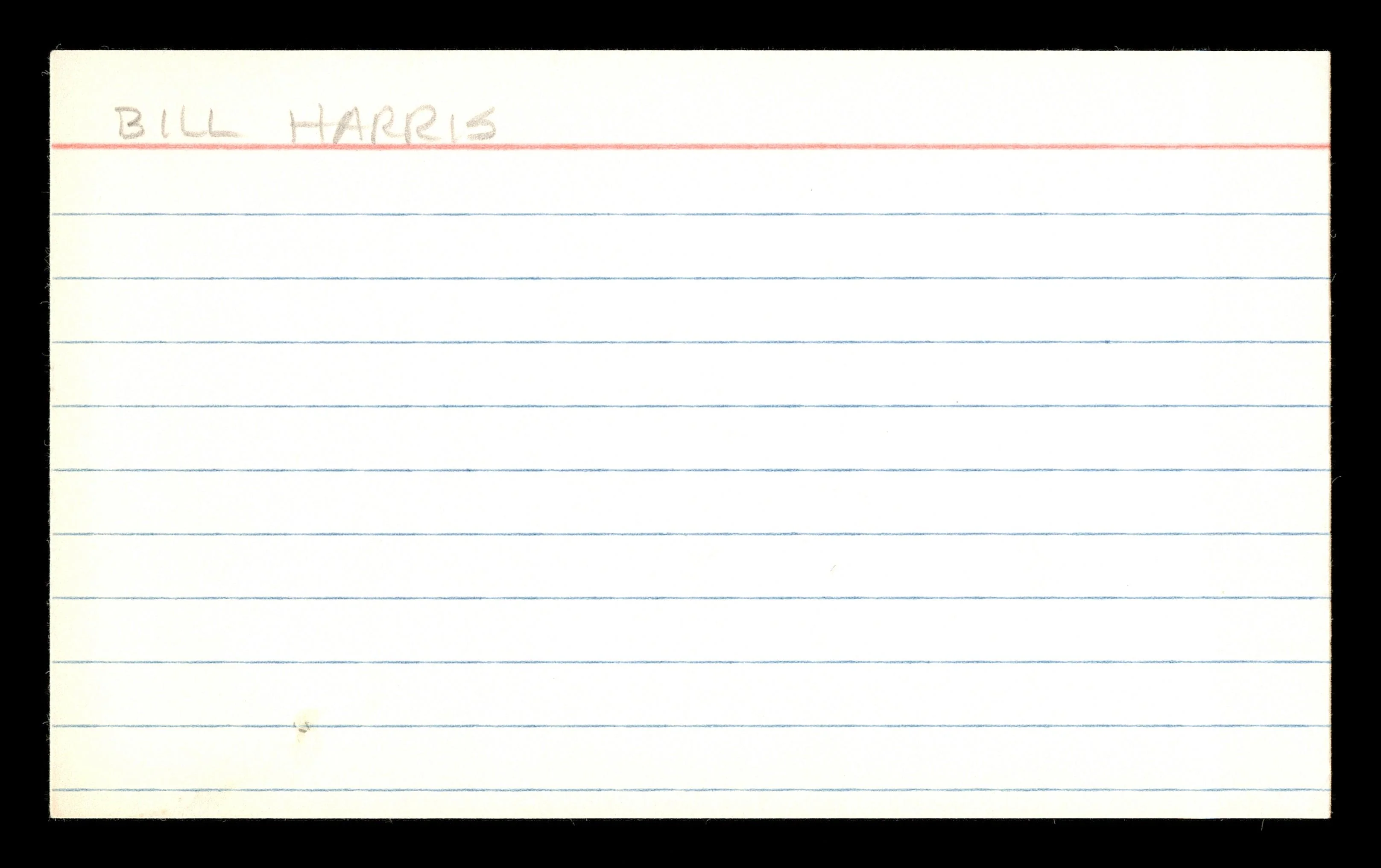 Bill Harris Autographed 3x5 Index Card Los Angeles Dodgers SKU #174156 - Image 2