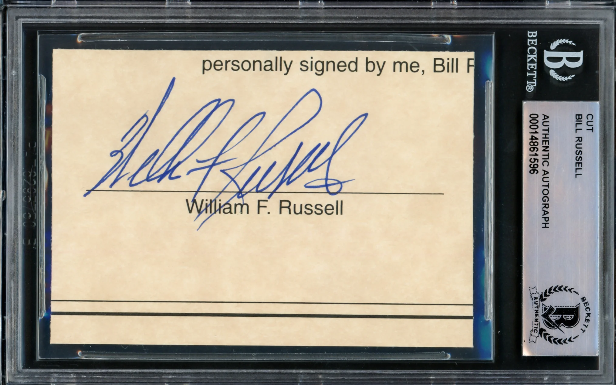 Bill Russell Autographed 2.5x3.5 Cut Signature Boston Celtics Full Name Beckett BAS #14861596