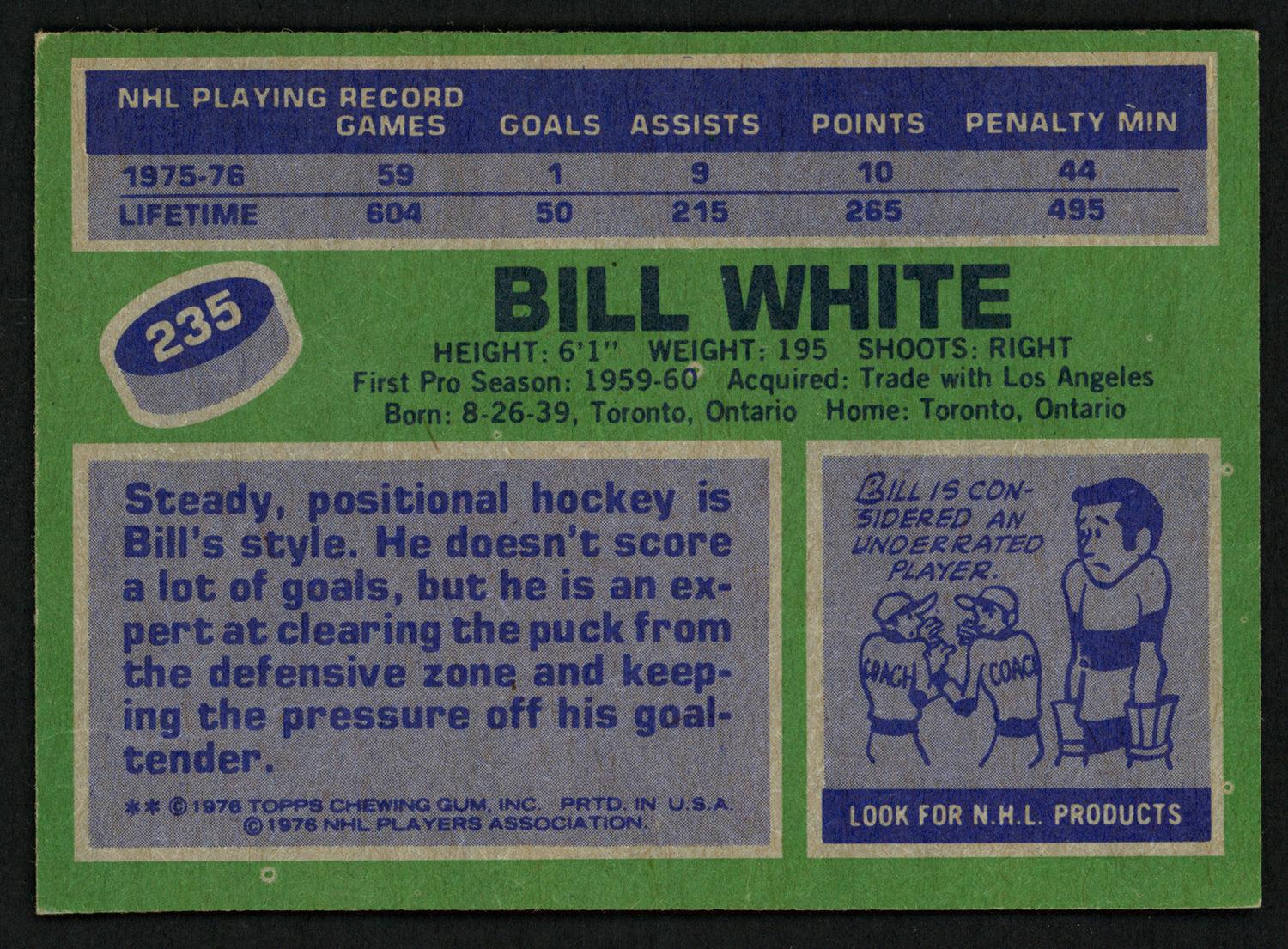 Bill White Autographed 1976-77 Topps Card #235 Chicago Blackhawks SKU #150196 - Image 2
