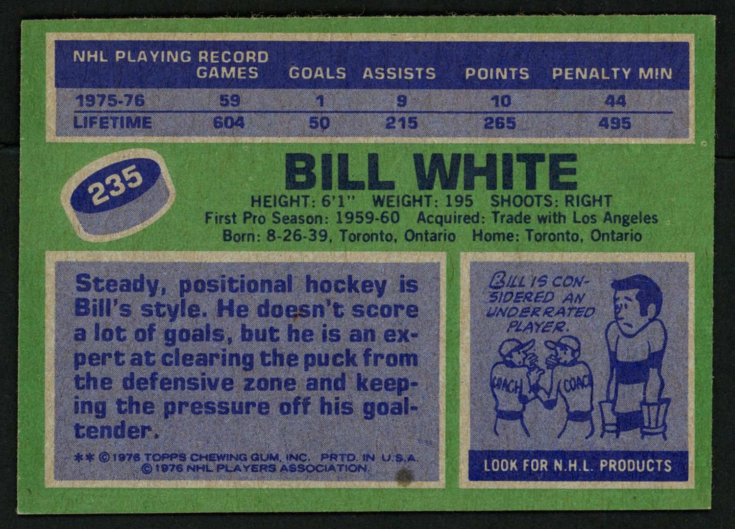 Bill White Autographed 1976-77 Topps Card #235 Chicago Blackhawks SKU #150197 - Image 2