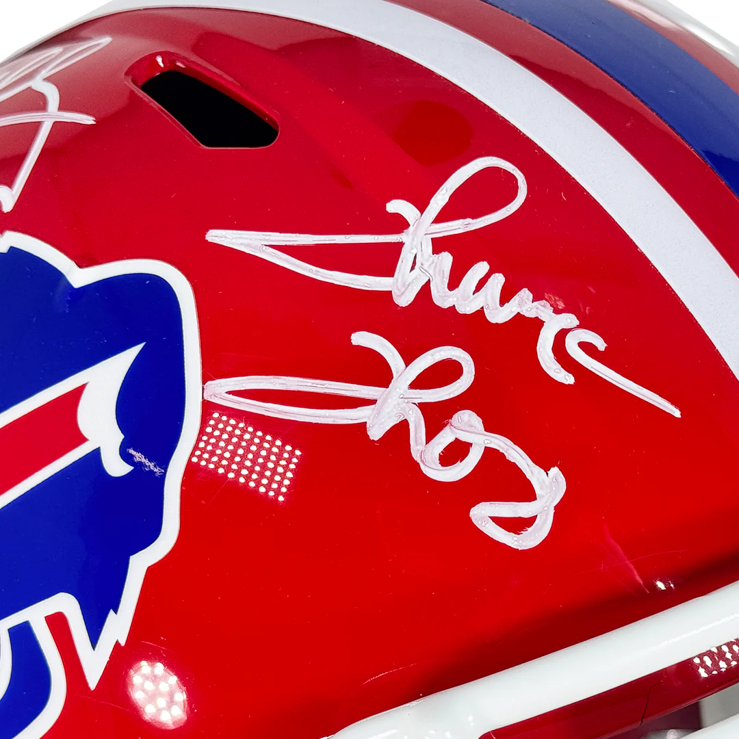 Bills Triplets Signed Buffalo Bills Throwback 87-01 Speed Full-Size Replica Football Helmet (JSA) - Image 5