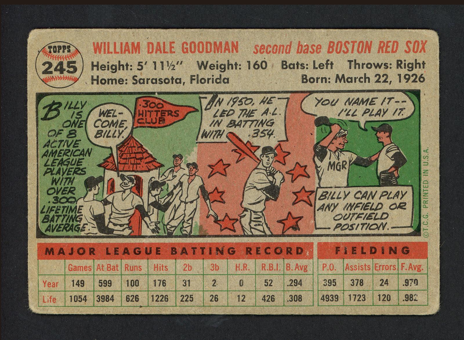 Billy Goodman Autographed 1956 Topps Card #245 Boston Red Sox SKU #164288 - Image 2