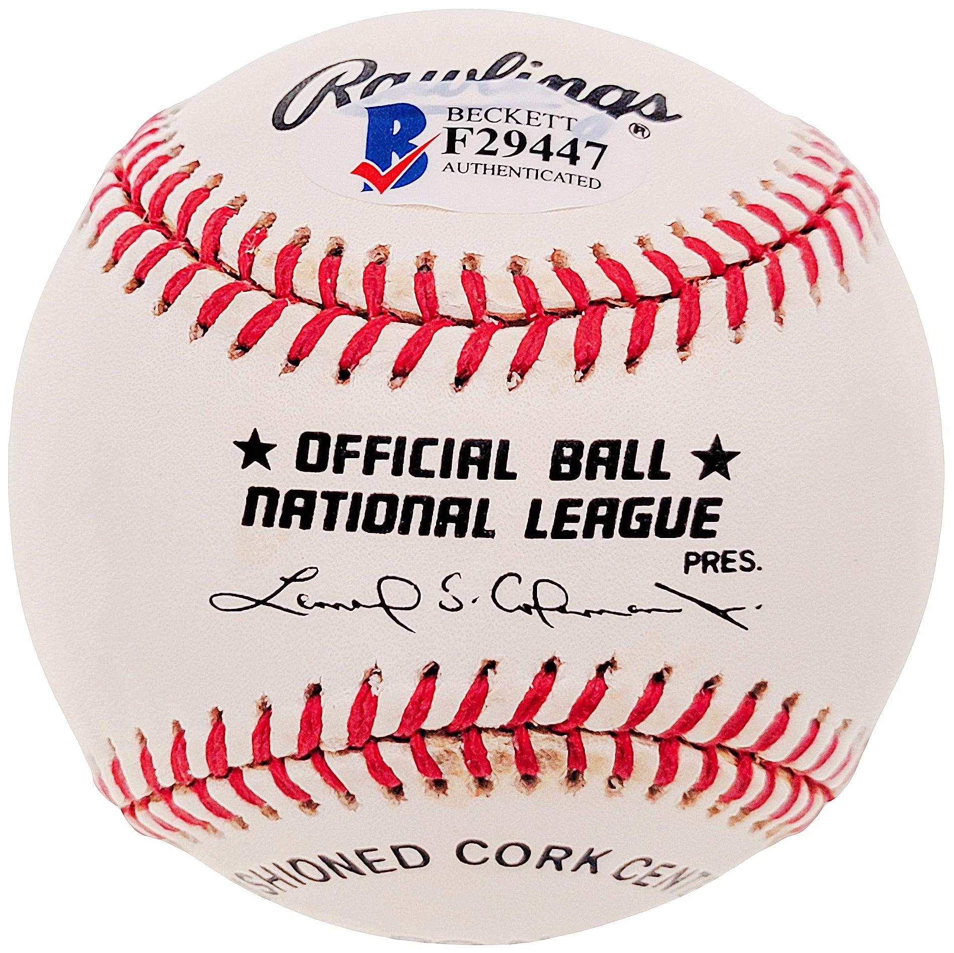 Billy Loes Autographed Official NL Baseball Brooklyn Dodgers Beckett BAS #F29447 - Image 2