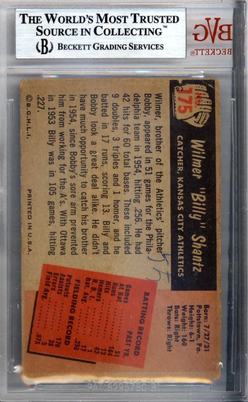 Billy Shantz Autographed 1955 Bowman Card #175 Kansas City A's Beckett BAS #9888958 - Image 2