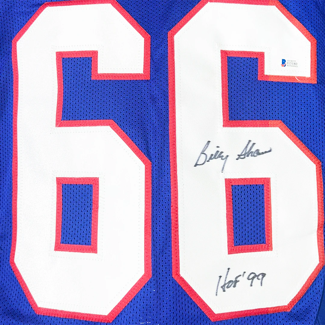 Billy Shaw Signed HOF 99 Inscription Buffalo Blue Football Jersey (Beckett) - Image 2