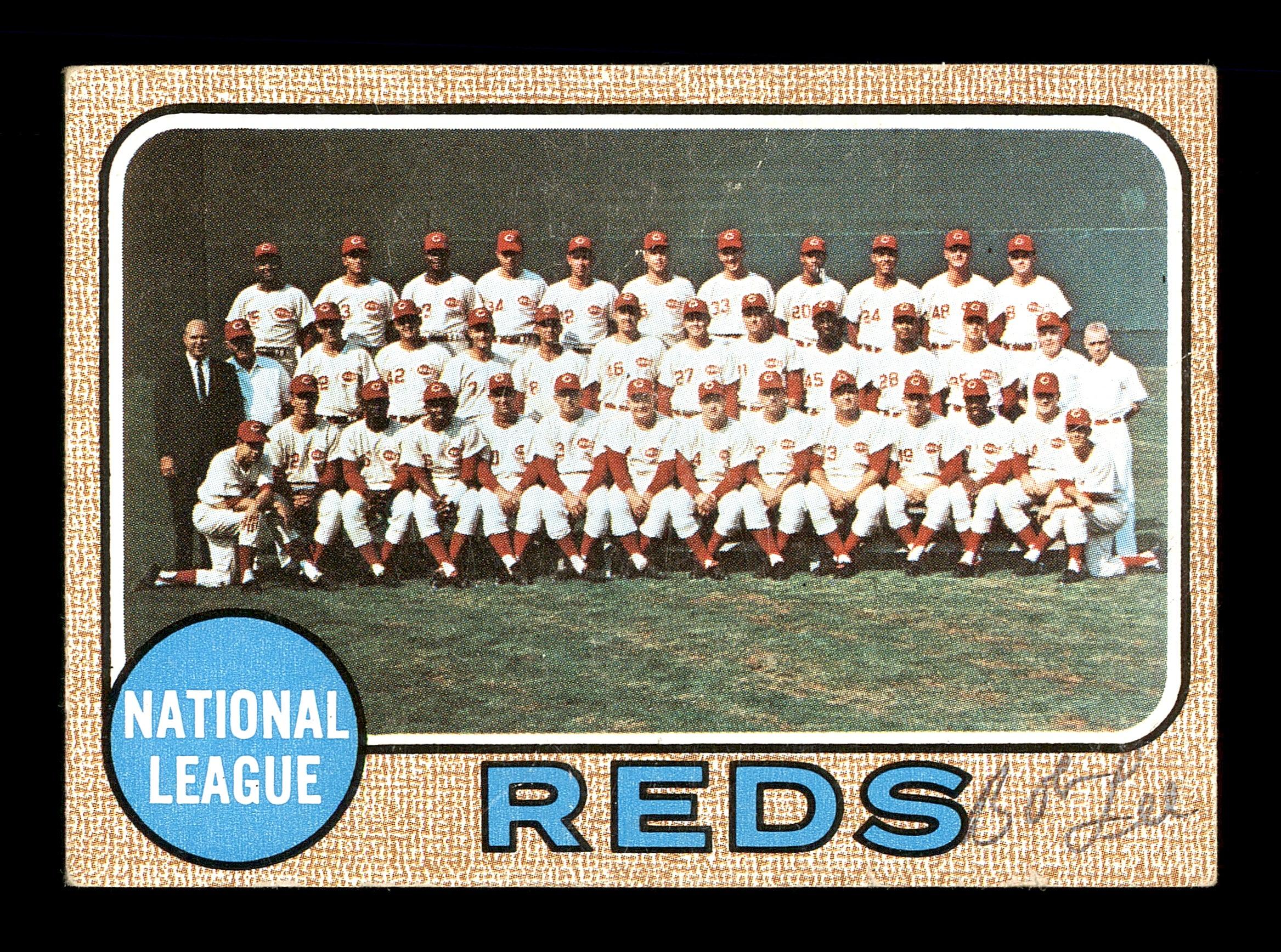 Bob Lee Autographed 1968 Topps Team Card #574 Cincinnati Reds SKU #168036