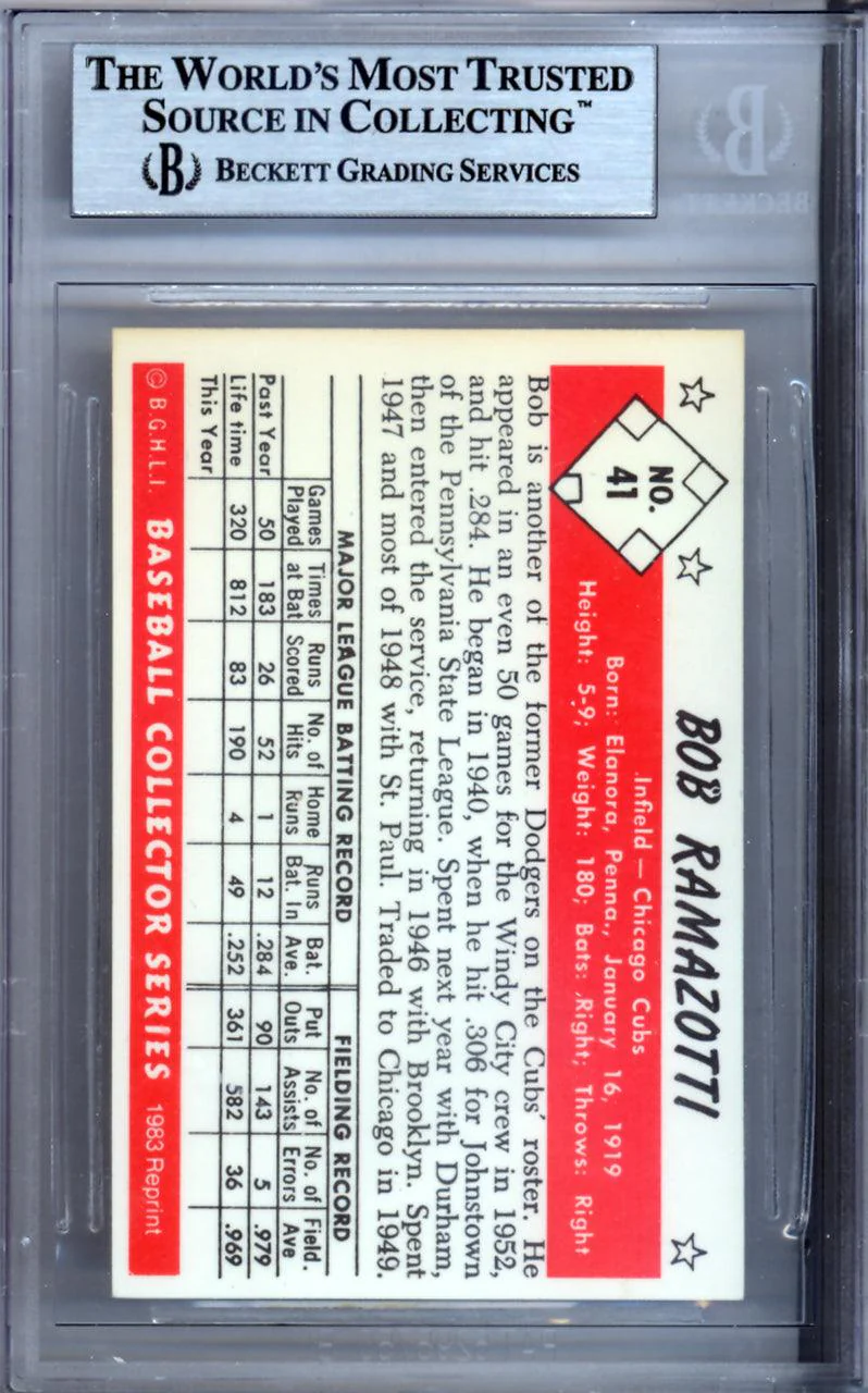 Bob Ramazotti Autographed 1953 Bowman Reprint Card #41 Chicago Cubs "To George" Beckett BAS #9888214 - Image 2