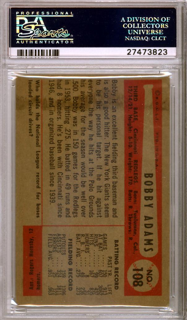 Bobby Adams Autographed 1954 Bowman Card #108 Cincinnati Reds PSA/DNA #27473823 - Image 2