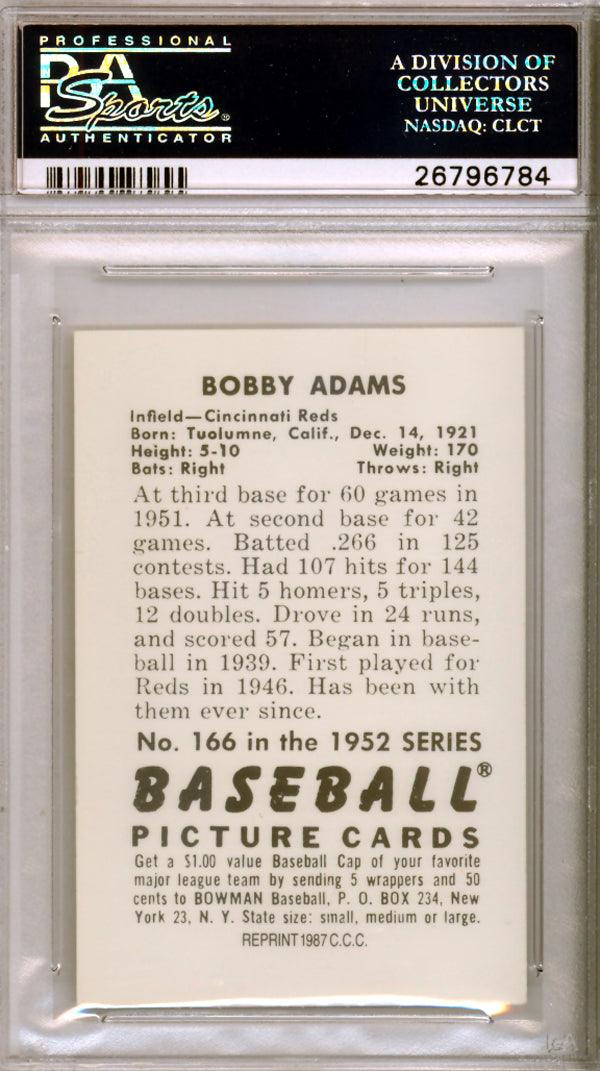 Bobby Adams Autographed 1987 1952 Bowman Reprint Card #166 Cincinnati Reds PSA/DNA #26796784 - Image 2