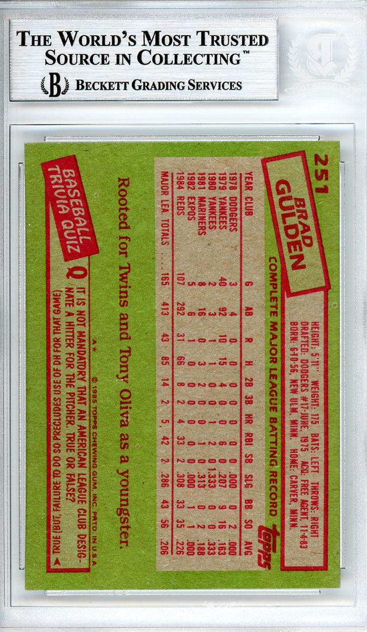 Brad Gulden Autographed 1985 Topps Card #251 Cincinnati Reds Beckett BAS #10540497 - Image 2