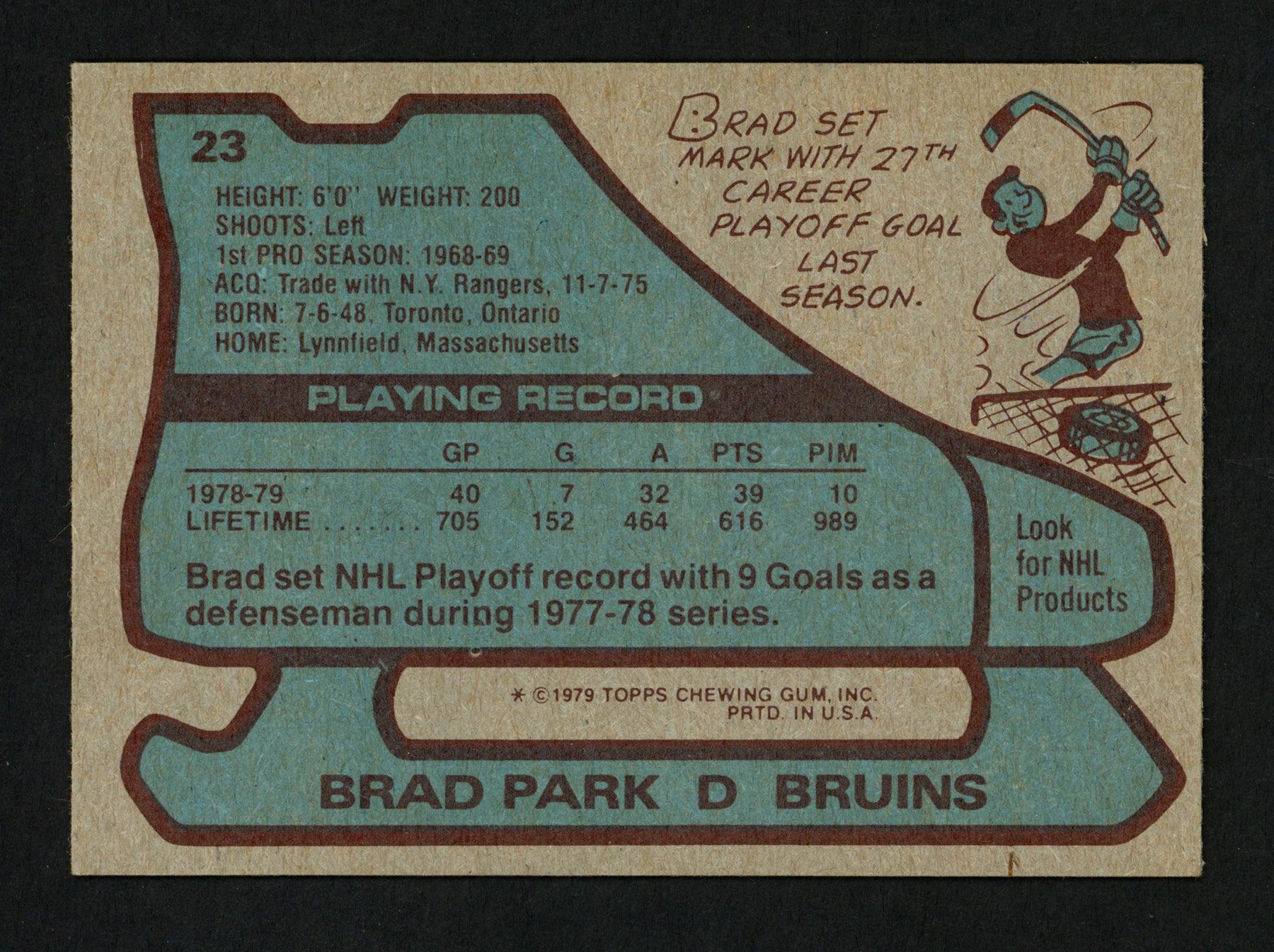 Brad Park Autographed 1979-80 Topps Card #23 Boston Bruins SKU #154291 - Image 2